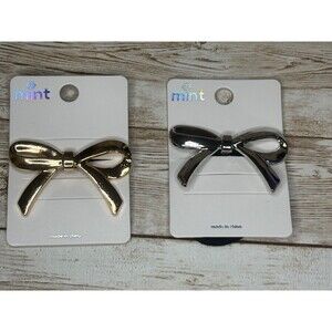 Gold & Silver Bow Hair Tie Set | Elegant Metal Hair Accessories (2-Piece)